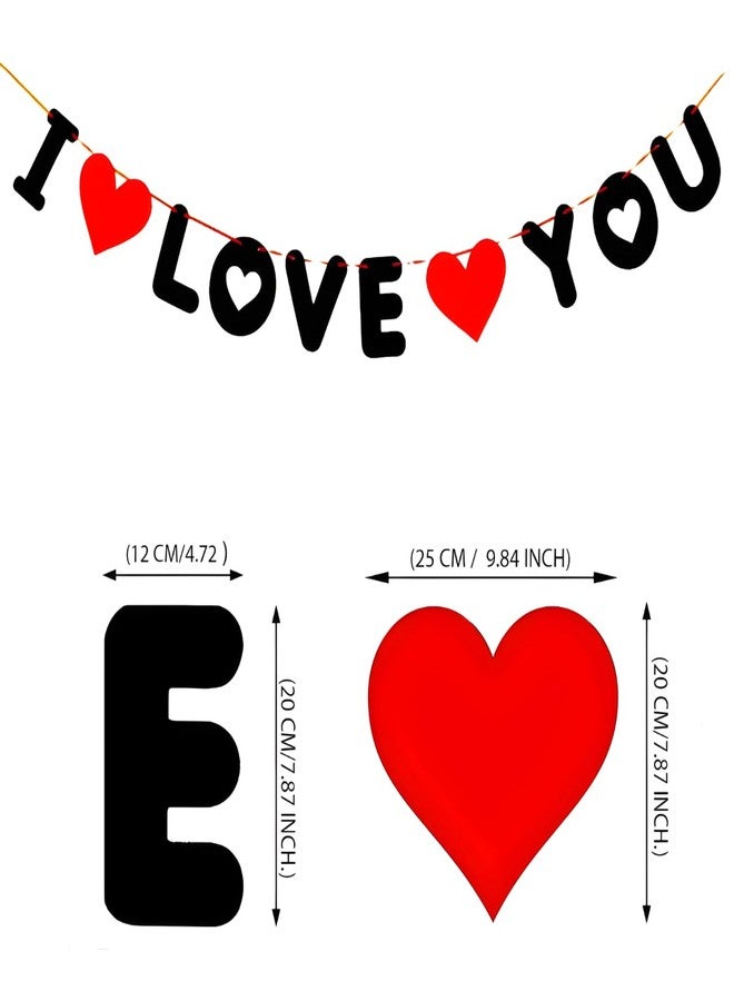 Hemito 37 Pc Valentine Decoration Kit- I Love U Banner,Balloons,Red Foil Heart| Wedding Anniversary Romantic Decoration Items for Girls Boys Couples Husband Wife - 37 Pcs - Image 3